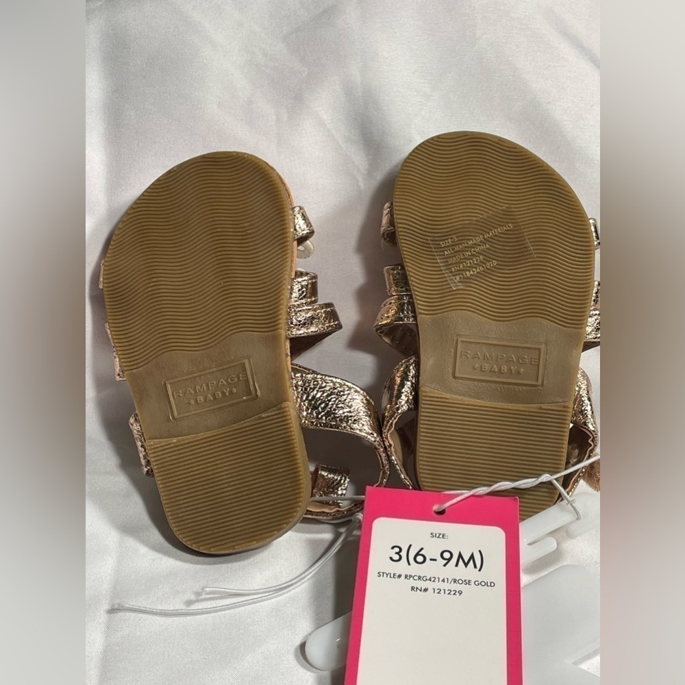 Rampage Baby Girls Sandals Strappy Sling Back Shoes NWT Sz 6-9M - Picture 3 of 6